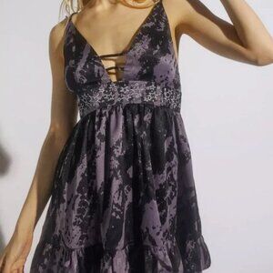 Urban Outfitters Dress y2k goth star tie dye naomi mini womens Black xsmall